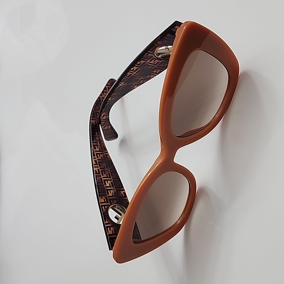 Fendi Accessories - Fendi FF Logo Havana Butterfly Cat Orange Sunglasses 0327/S